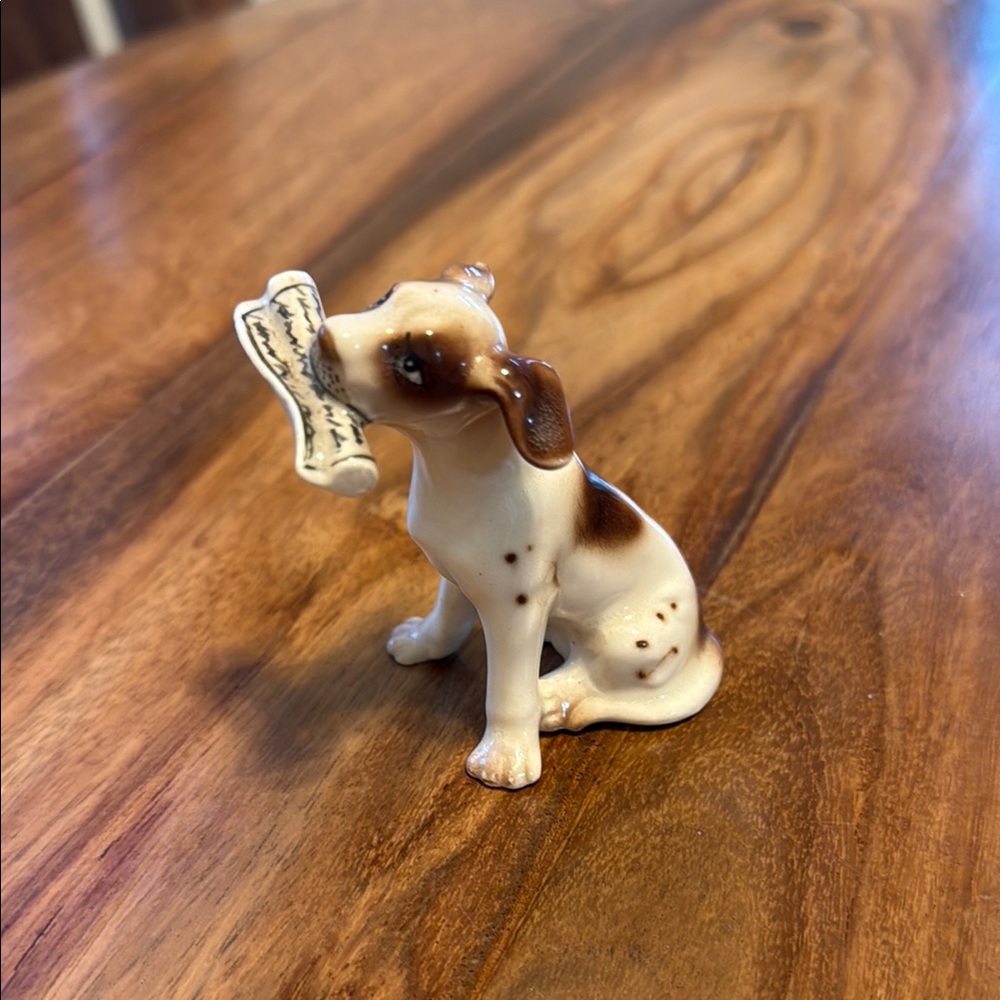 Vintage Porcelain Spotted Dog with Newspaper Figurine
